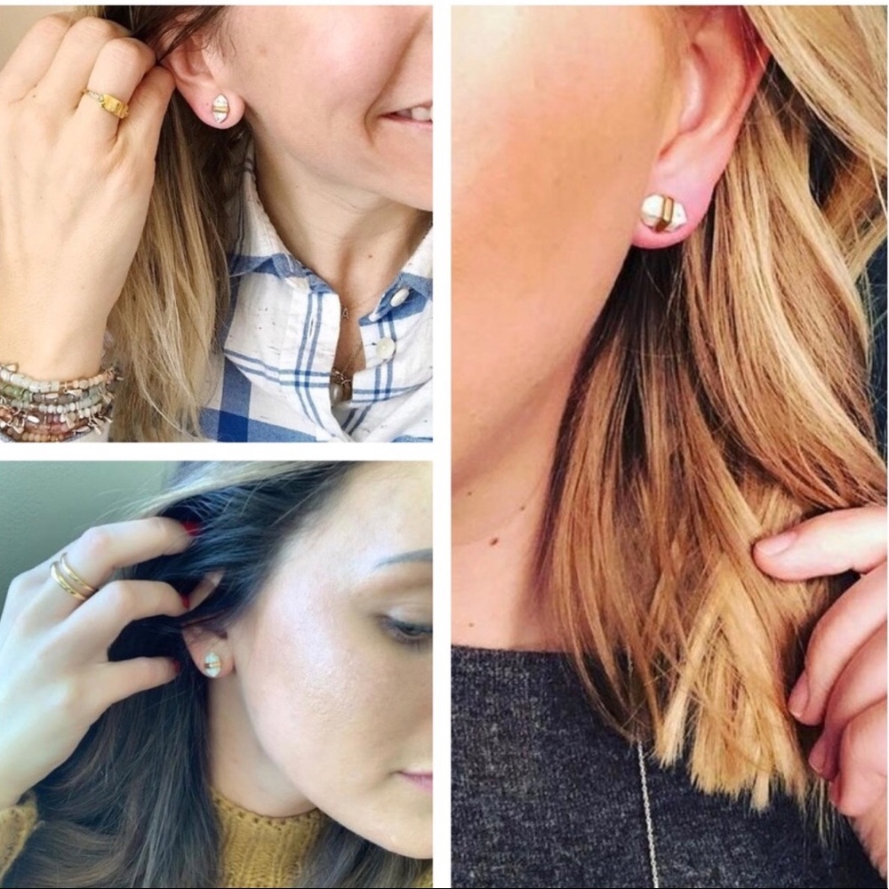 :: Stella & Dot [GOLD] Stone Rebel Stud Earrings - Picture 3 of 5
